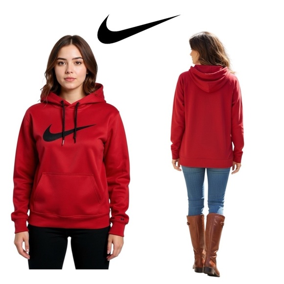 Nike Tops - ✅ Nike Crimson Hoodie with Ebony Swoosh excellent condition women size M